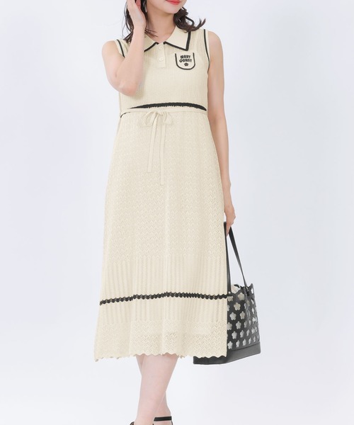 MARY QUANT(マリークワント)の「レトロロゴクロッシェポロ ワンピース(ワンピース・レディース・ブラック/アイボリー・M)」の2枚目の写真