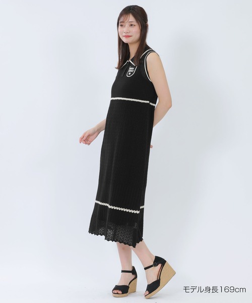 LACOSTEラコステ MARYQUANT マリークワント ポロシャツワンピース レトロロゴクロッシェポロ ワンピース（ワンピース）｜MARY