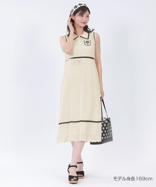 MARY QUANT(マリークワント)の「レトロロゴクロッシェポロ ワンピース(ワンピース・レディース・ブラック/アイボリー・M)」の14枚目の写真