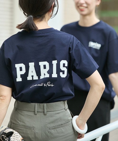 VERMEIL par iena（ヴェルメイユパーイエナ）の「《一部店舗限定》PARIS ロゴTシャツ（Tシャツ/カットソー・レディース・ネイビー・SMALL/MEDIUM）」の4枚目の写真