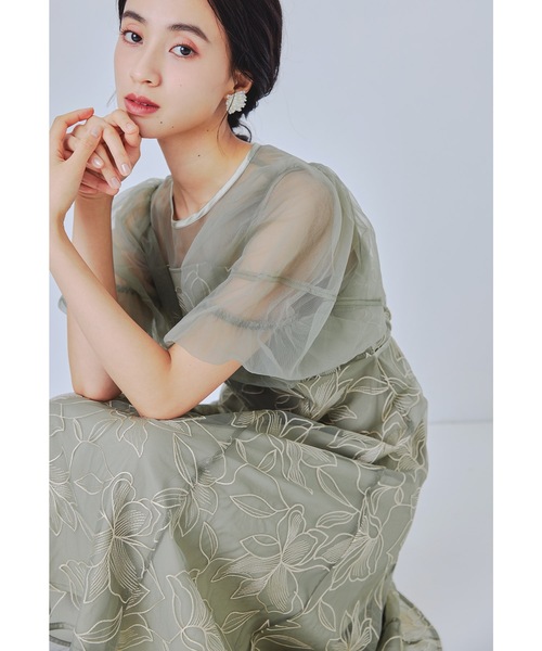 niana（ニアナ）の「リリーパターンレースドレス 結婚式 成人式 二次会 同窓会 パーティードレス オケージョンドレス お呼ばれワンピース（ドレス・レディース・グレー/オレンジ/グリーン・M）」の4枚目の写真