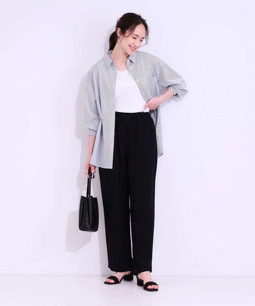 SHOO・LA・RUE（シューラルー）の「【S-LL/ひんやり】楽してきれい見え ドビースラブ ストレートパンツ（その他パンツ・レディース・ブラック/ブラウン系/グリーン・01/02/03/04）」の6枚目の写真
