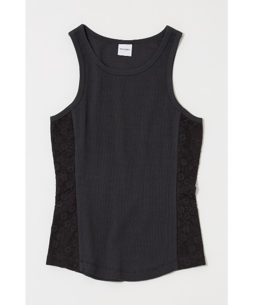 MOUSSY(マウジー)の「LACE DOCKING タンクトップ(タンクトップ・レディース・杢グレー/ネイビー/ライトブラック・FREE)」の2枚目の写真