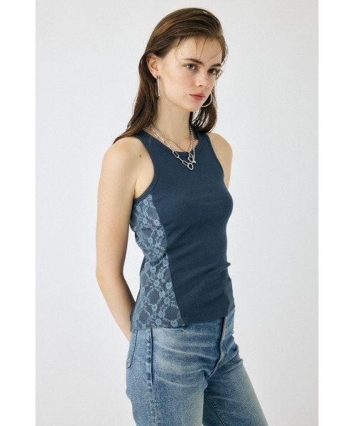 MOUSSY(マウジー)の「LACE DOCKING タンクトップ(タンクトップ・レディース・杢グレー/ネイビー/ライトブラック・FREE)」の9枚目の写真