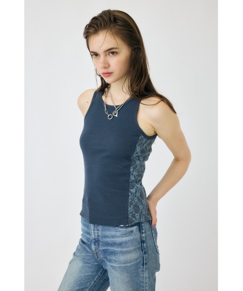 MOUSSY(マウジー)の「LACE DOCKING タンクトップ(タンクトップ・レディース・杢グレー/ネイビー/ライトブラック・FREE)」の10枚目の写真