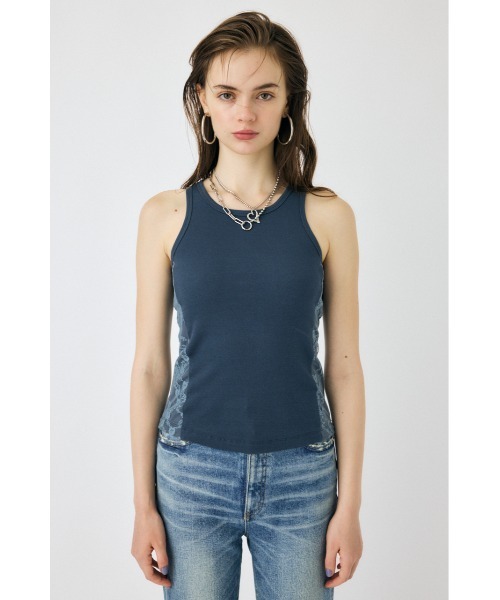 MOUSSY(マウジー)の「LACE DOCKING タンクトップ(タンクトップ・レディース・杢グレー/ネイビー/ライトブラック・FREE)」の11枚目の写真