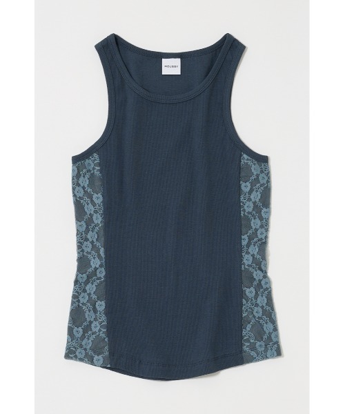 MOUSSY(マウジー)の「LACE DOCKING タンクトップ(タンクトップ・レディース・杢グレー/ネイビー/ライトブラック・FREE)」の12枚目の写真