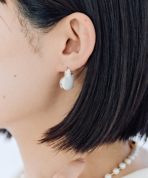セール】モノトーンぷっくりハートピアス（ピアス（両耳用））｜ear 