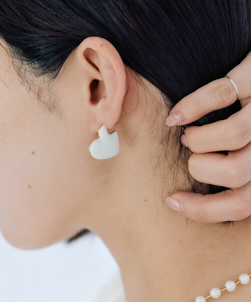 セール】モノトーンぷっくりハートピアス（ピアス（両耳用））｜ear 