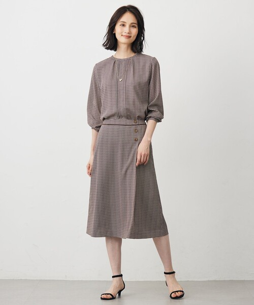 J.PRESS(ジェイプレス)の「デシンハウンドトゥースプリント ブラウス(シャツ/ブラウス・レディース・ネイビー系3/ブラウン系3・T15/T13)」の3枚目の写真