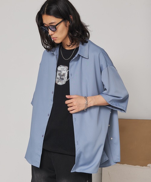SEN TOKYO（セントーキョー）の「サイドボタンボックスシルエットシャツ（シャツ/ブラウス・メンズ・ライトブルー/ライトグリーン/ホワイト/ブラック・XL/L/M）」の4枚目の写真