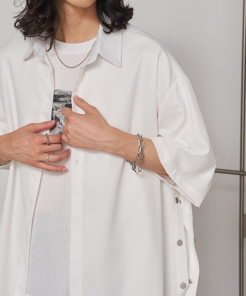 SEN TOKYO（セントーキョー）の「サイドボタンボックスシルエットシャツ（シャツ/ブラウス・メンズ・ライトブルー/ライトグリーン/ホワイト/ブラック・XL/L/M）」の12枚目の写真