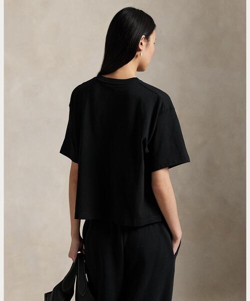 大人気◇ロゴ入り コットン リブ編み ジャージー Tシャツ 大人気◇ロゴ入り コットン リブ編み ジャージー Tシャツ