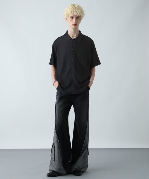 HARE ブリーチデニムパンツ ブラック SMALL セール】ラインブリーチデニムパンツ(HARE)（デニムパンツ
