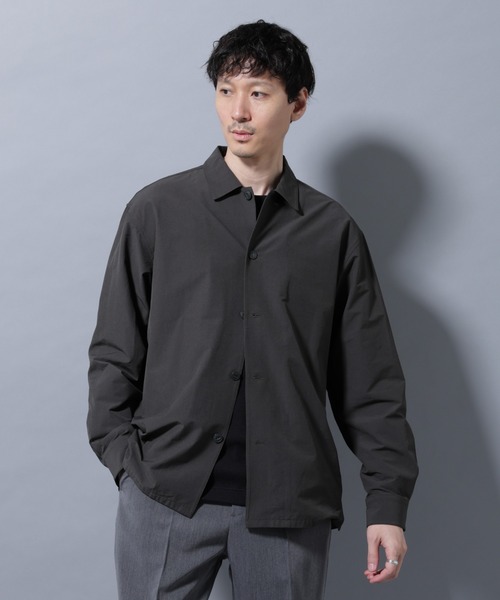 NANO universe（ナノユニバース）の「ストレッチワイドシャツブルゾン(セットアップ可)（シャツ/ブラウス・メンズ・チャコール/ブラウン/ブルーグレー・S/M/L）」の3枚目の写真