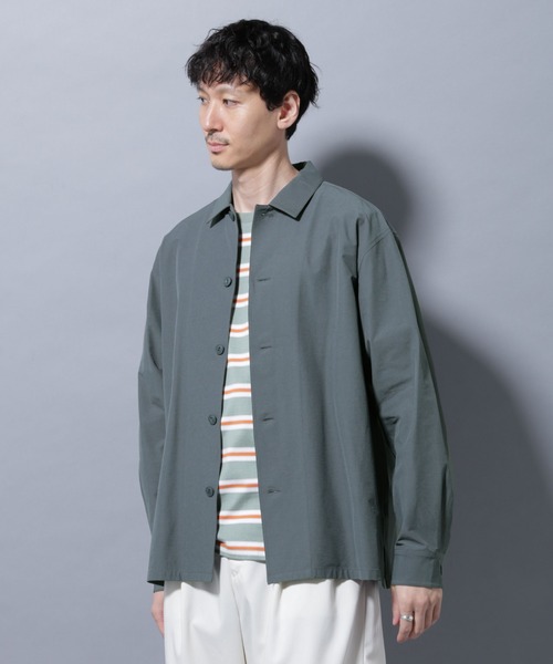 NANO universe（ナノユニバース）の「ストレッチワイドシャツブルゾン(セットアップ可)（シャツ/ブラウス・メンズ・チャコール/ブラウン/ブルーグレー・S/M/L）」の2枚目の写真