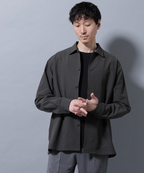 NANO universe（ナノユニバース）の「ストレッチワイドシャツブルゾン(セットアップ可)（シャツ/ブラウス・メンズ・チャコール/ブラウン/ブルーグレー・S/M/L）」の19枚目の写真