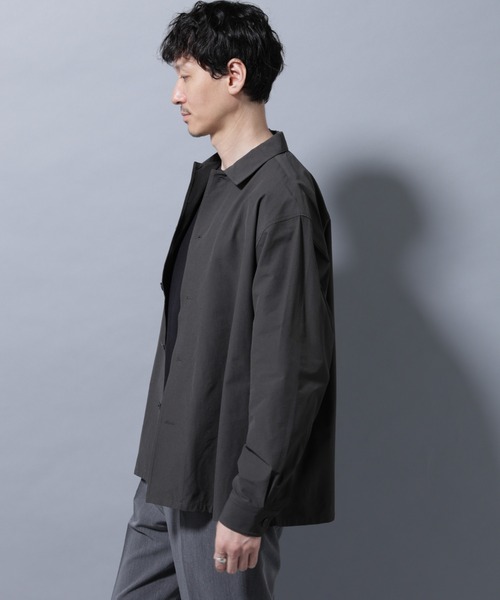 NANO universe（ナノユニバース）の「ストレッチワイドシャツブルゾン(セットアップ可)（シャツ/ブラウス・メンズ・チャコール/ブラウン/ブルーグレー・S/M/L）」の20枚目の写真