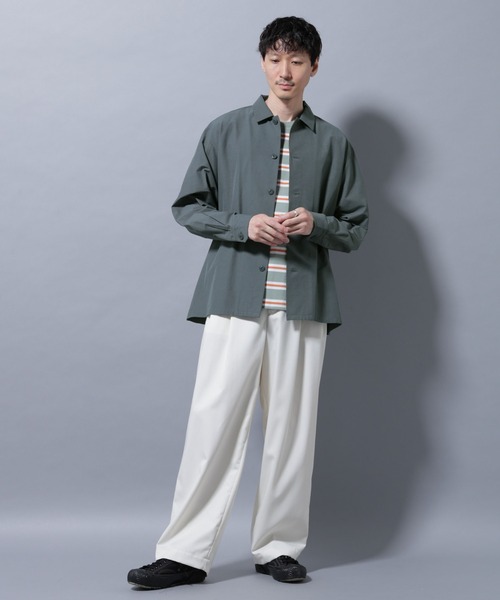 NANO universe（ナノユニバース）の「ストレッチワイドシャツブルゾン(セットアップ可)（シャツ/ブラウス・メンズ・チャコール/ブラウン/ブルーグレー・S/M/L）」の15枚目の写真