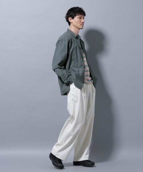 NANO universe（ナノユニバース）の「ストレッチワイドシャツブルゾン(セットアップ可)（シャツ/ブラウス・メンズ・チャコール/ブラウン/ブルーグレー・S/M/L）」の16枚目の写真