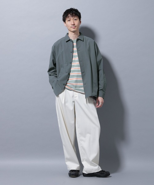 NANO universe（ナノユニバース）の「ストレッチワイドシャツブルゾン(セットアップ可)（シャツ/ブラウス・メンズ・チャコール/ブラウン/ブルーグレー・S/M/L）」の14枚目の写真