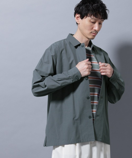 NANO universe（ナノユニバース）の「ストレッチワイドシャツブルゾン(セットアップ可)（シャツ/ブラウス・メンズ・チャコール/ブラウン/ブルーグレー・S/M/L）」の11枚目の写真
