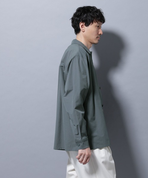 NANO universe（ナノユニバース）の「ストレッチワイドシャツブルゾン(セットアップ可)（シャツ/ブラウス・メンズ・チャコール/ブラウン/ブルーグレー・S/M/L）」の12枚目の写真