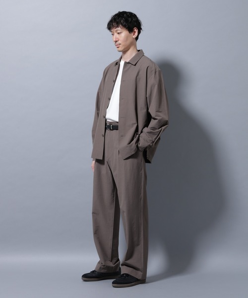 NANO universe（ナノユニバース）の「ストレッチワイドシャツブルゾン(セットアップ可)（シャツ/ブラウス・メンズ・チャコール/ブラウン/ブルーグレー・S/M/L）」の9枚目の写真