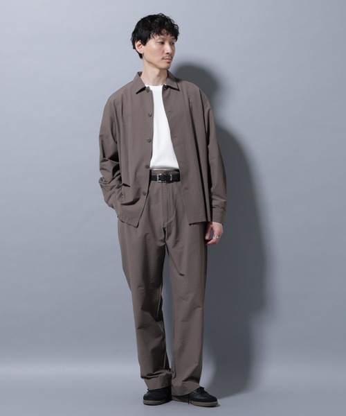 NANO universe（ナノユニバース）の「ストレッチワイドシャツブルゾン(セットアップ可)（シャツ/ブラウス・メンズ・チャコール/ブラウン/ブルーグレー・S/M/L）」の8枚目の写真