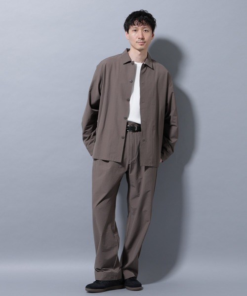 NANO universe（ナノユニバース）の「ストレッチワイドシャツブルゾン(セットアップ可)（シャツ/ブラウス・メンズ・チャコール/ブラウン/ブルーグレー・S/M/L）」の7枚目の写真