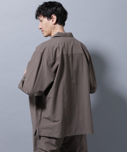 NANO universe（ナノユニバース）の「ストレッチワイドシャツブルゾン(セットアップ可)（シャツ/ブラウス・メンズ・チャコール/ブラウン/ブルーグレー・S/M/L）」の6枚目の写真