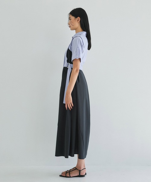 UNITED TOKYO(ユナイテッドトウキョウ)の「サイドベルトシャツワンピース|ウォッシャブル/防シワ/接触冷感/半袖/夏服(ワンピース・レディース・グレー/ネイビー・1/2)」の20枚目の写真