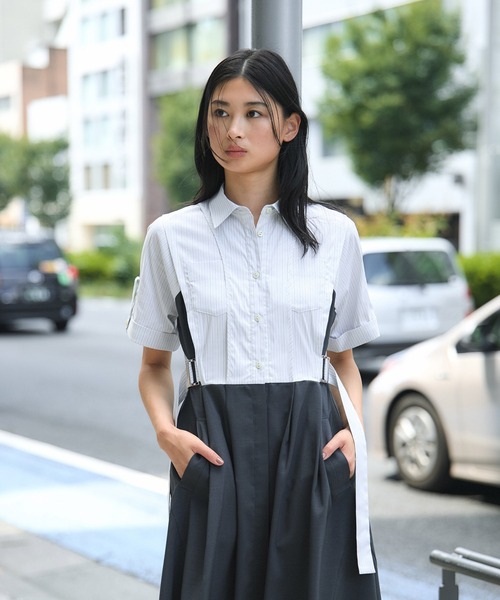 UNITED TOKYO(ユナイテッドトウキョウ)の「サイドベルトシャツワンピース|ウォッシャブル/防シワ/接触冷感/半袖/夏服(ワンピース・レディース・グレー/ネイビー・1/2)」の16枚目の写真
