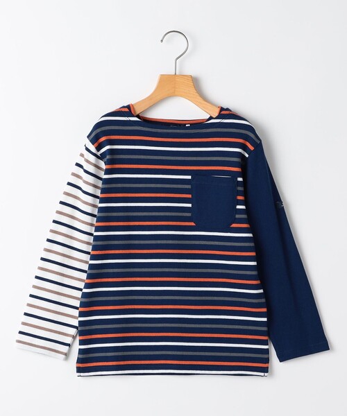 SHIPS(シップス)の「SHIPS KIDS:140~160cm/クレイジー ボーダー ロングスリーブ Tシャツ(Tシャツ/カットソー・キッズ・オフホワイト/ネイビー・160/150/140)」の1枚目の写真