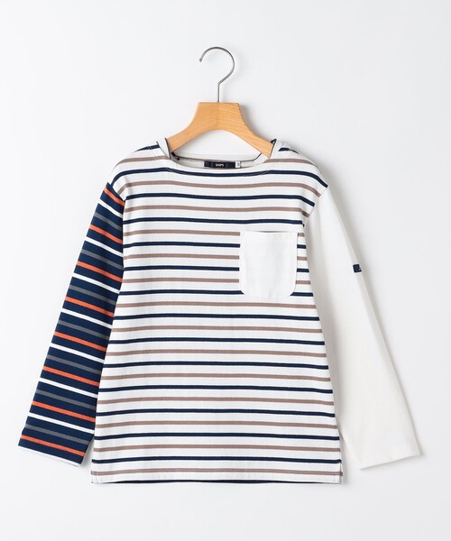 SHIPS(シップス)の「SHIPS KIDS:140~160cm/クレイジー ボーダー ロングスリーブ Tシャツ(Tシャツ/カットソー・キッズ・オフホワイト/ネイビー・160/150/140)」の2枚目の写真