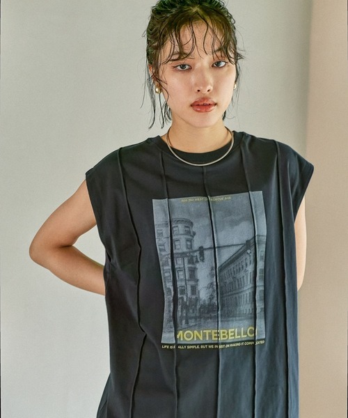 LEPSIM（レプシィム）の「フォトプリントBIGフレンチT　580737（Tシャツ/カットソー・レディース・チャコールグレー/オフホワイト/ホワイト・FREE）」の3枚目の写真