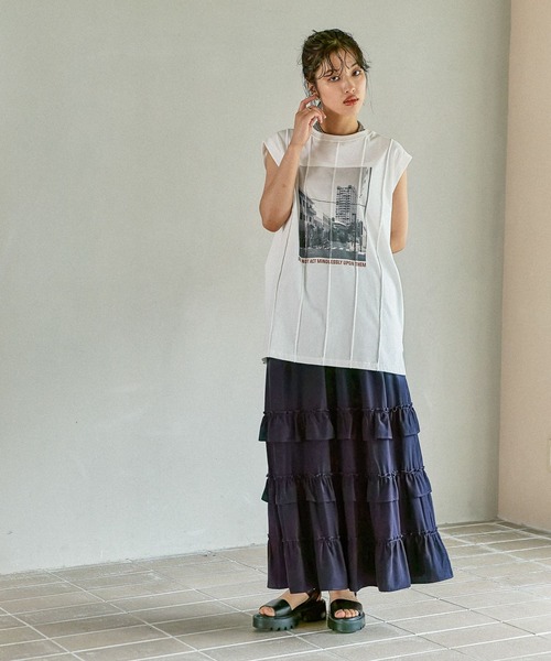 LEPSIM（レプシィム）の「フォトプリントBIGフレンチT　580737（Tシャツ/カットソー・レディース・チャコールグレー/オフホワイト/ホワイト・FREE）」の7枚目の写真