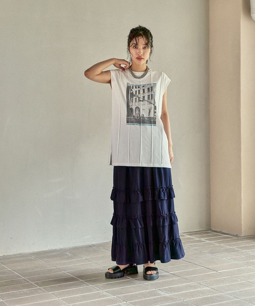 LEPSIM（レプシィム）の「フォトプリントBIGフレンチT　580737（Tシャツ/カットソー・レディース・チャコールグレー/オフホワイト/ホワイト・FREE）」の12枚目の写真