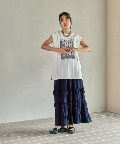 LEPSIM（レプシィム）の「フォトプリントBIGフレンチT　580737（Tシャツ/カットソー・レディース・チャコールグレー/オフホワイト/ホワイト・FREE）」の13枚目の写真