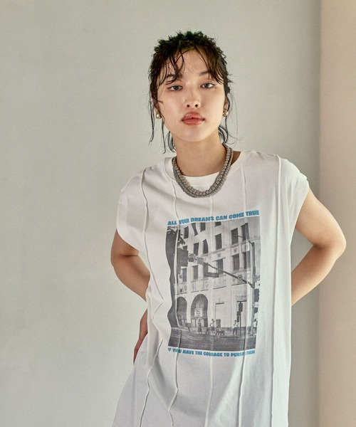 LEPSIM（レプシィム）の「フォトプリントBIGフレンチT　580737（Tシャツ/カットソー・レディース・チャコールグレー/オフホワイト/ホワイト・FREE）」の14枚目の写真