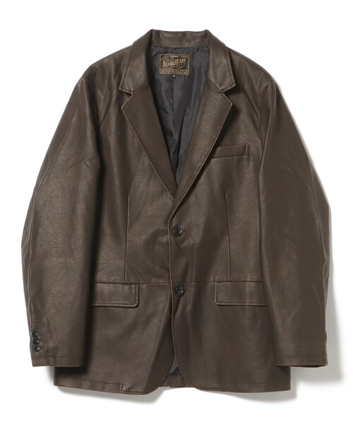 BEAMS HEART(ビームスハート)の「フェイクレザー ジャケット(テーラードジャケット・メンズ・ブラウン/ブラック・SMALL/MEDIUM/LARGE)」の4枚目の写真