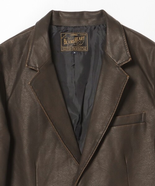BEAMS HEART(ビームスハート)の「フェイクレザー ジャケット(テーラードジャケット・メンズ・ブラウン/ブラック・SMALL/MEDIUM/LARGE)」の3枚目の写真