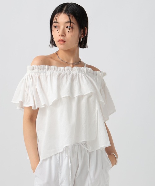 BAYFLOW（ベイフロー）の「[吸湿・撥水性に優れたインド綿]INDIANワンショルダーブラウス（シャツ/ブラウス・レディース・ブラック/ブラウン/オフホワイト・FREE）」の9枚目の写真