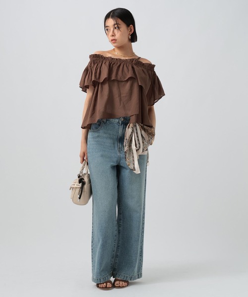 BAYFLOW（ベイフロー）の「[吸湿・撥水性に優れたインド綿]INDIANワンショルダーブラウス（シャツ/ブラウス・レディース・ブラック/ブラウン/オフホワイト・FREE）」の18枚目の写真