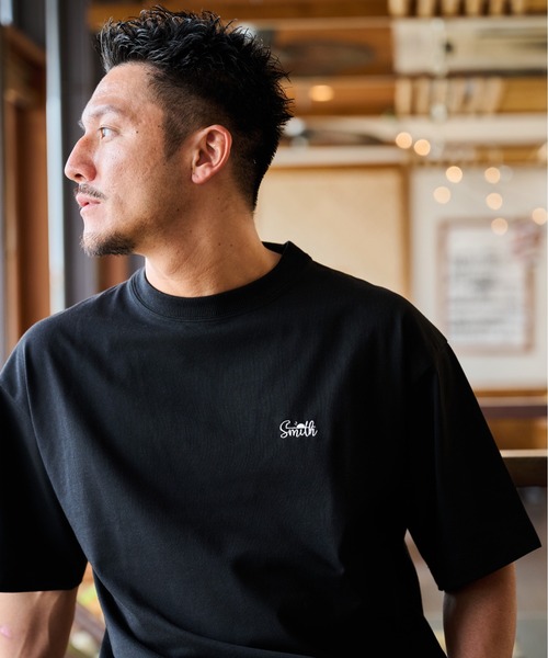 Sunny Smith(サニースミス)の「11.6ウルトラヘビーオンス Heavy Smithヤシの木柄 両面刺繍Tee(Tシャツ/カットソー・メンズ・ブラック/オフホワイト・LARGE/MEDIUM)」の6枚目の写真