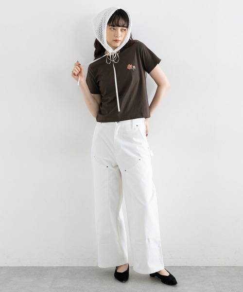 RAGEBLUE(レイジブルー)の「ピクセルフラワープリントTシャツ(Tシャツ/カットソー・レディース・ネイビー/ホワイト/ブラウン・FREE)」の12枚目の写真