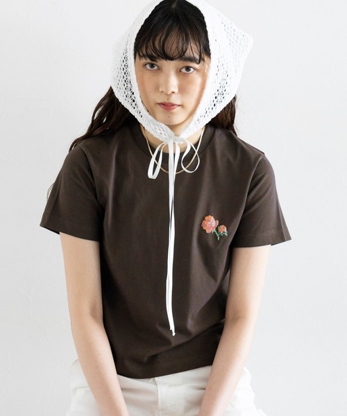 RAGEBLUE(レイジブルー)の「ピクセルフラワープリントTシャツ(Tシャツ/カットソー・レディース・ネイビー/ホワイト/ブラウン・FREE)」の14枚目の写真