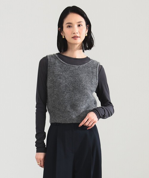 Demi-Luxe BEAMS（デミルクス ビームス）の「モヘヤ ニット ベスト（ベスト・レディース・ベージュ/グレー・ONE SIZE）」の2枚目の写真