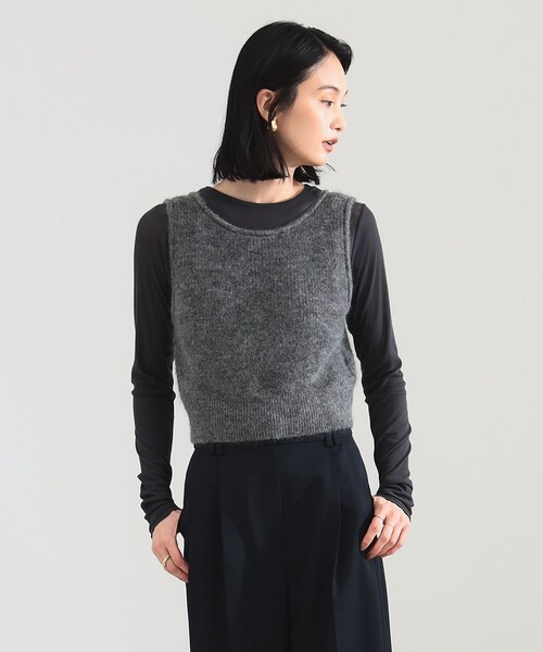 Demi-Luxe BEAMS（デミルクス ビームス）の「モヘヤ ニット ベスト（ベスト・レディース・ベージュ/グレー・ONE SIZE）」の6枚目の写真