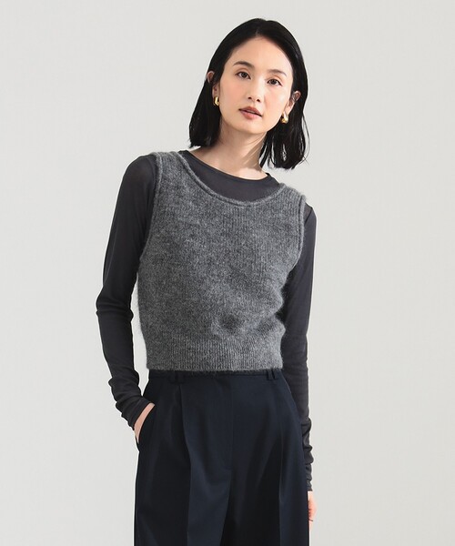 Demi-Luxe BEAMS（デミルクス ビームス）の「モヘヤ ニット ベスト（ベスト・レディース・ベージュ/グレー・ONE SIZE）」の7枚目の写真